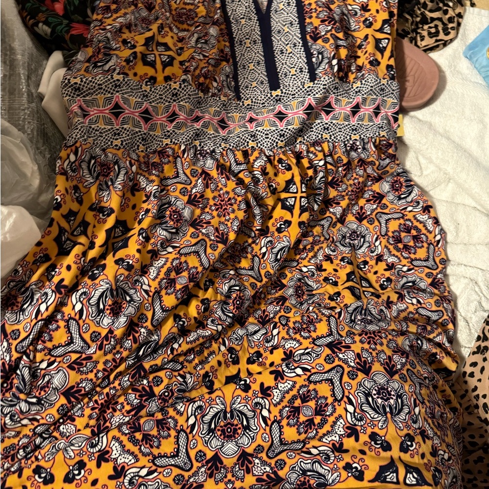 Floral Patterned Yellow Dress
